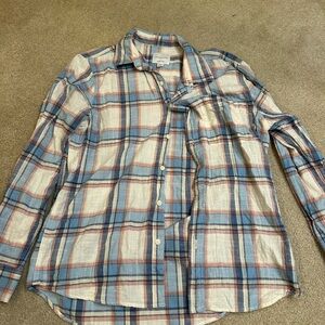 American Eagle Outfitters Blue and White Casual Button Down Shirt